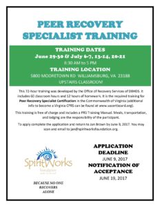 Spiritworks Peer Recovery Specialist Training